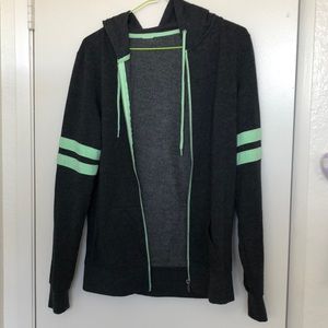 Green grey stripe hoodie